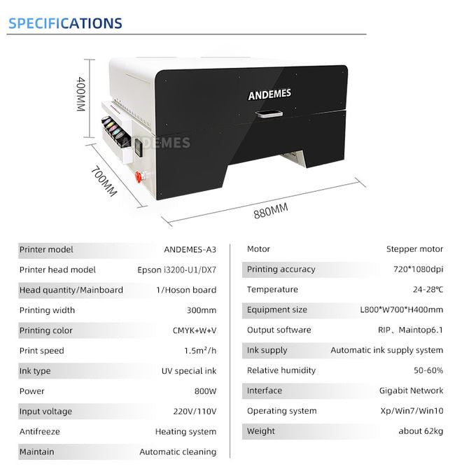 A3 UV DTF DX7 Printer